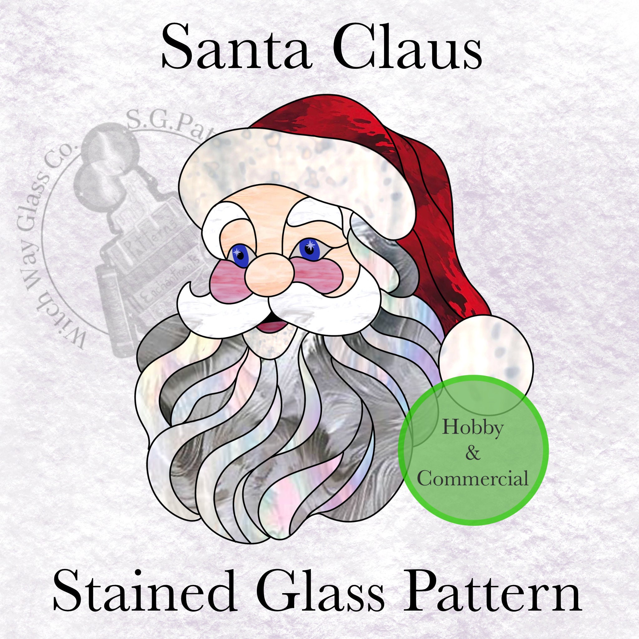 INSTANT DIGITAL DOWNLOAD,Santa Claus Stained Glass Pattern