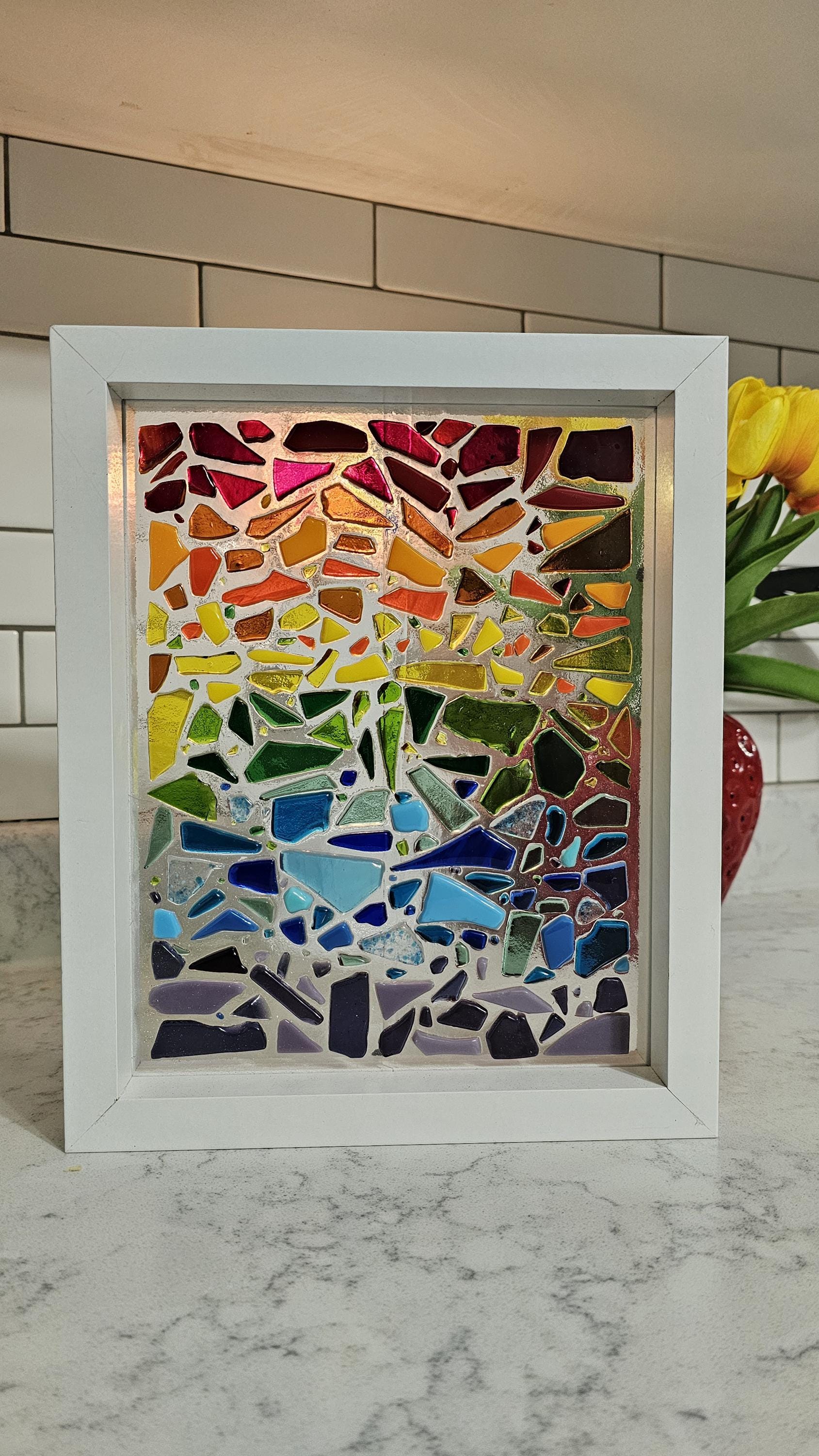 Fused Glass Abstract Wall Art,Rainbow Art,Wall Decor,Glass,Recycled Glass,Glass Home Decor,One-of-a-kind - Thumbnail 2