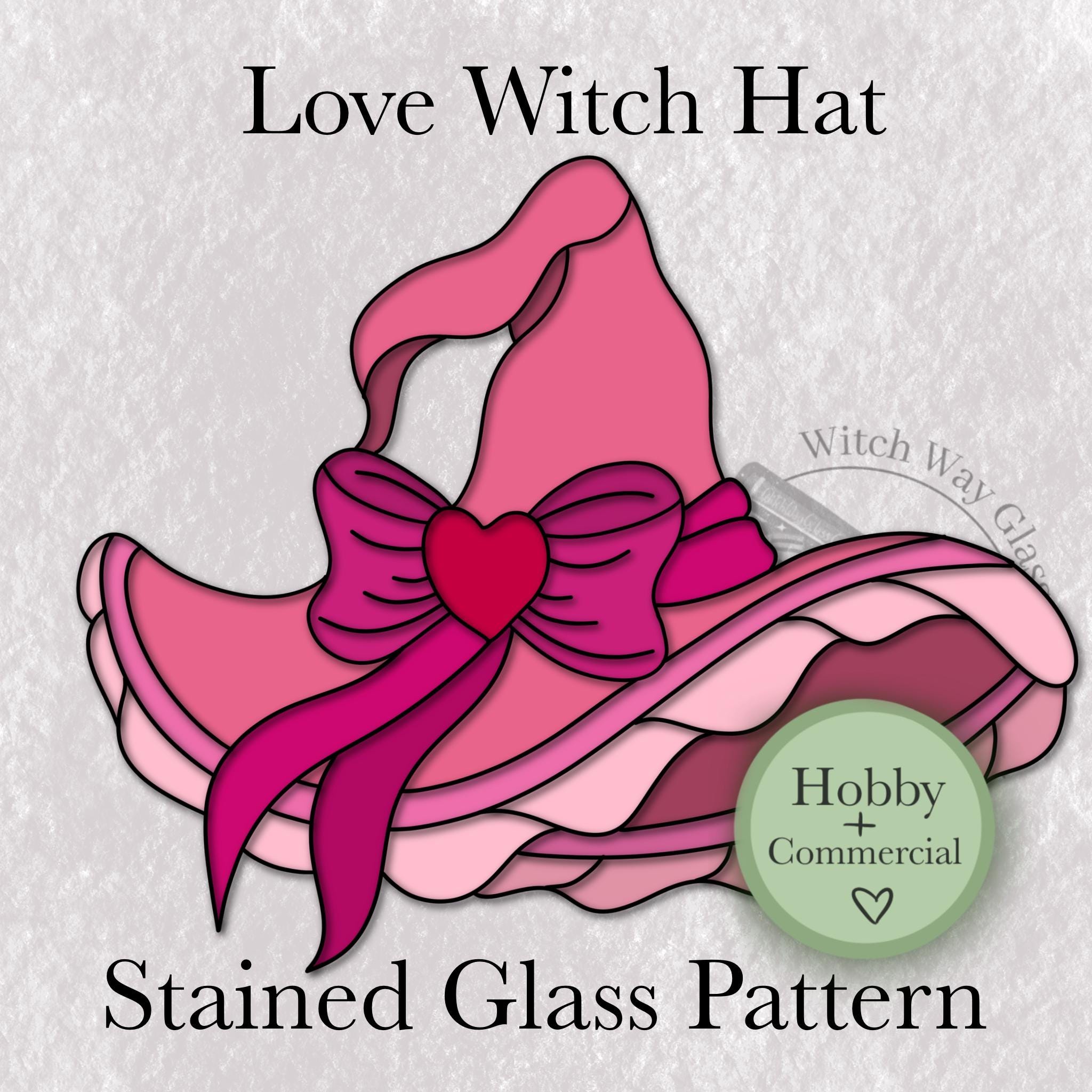 Love Witch Hat Stained Glass Pattern Digital Download Instant PDF