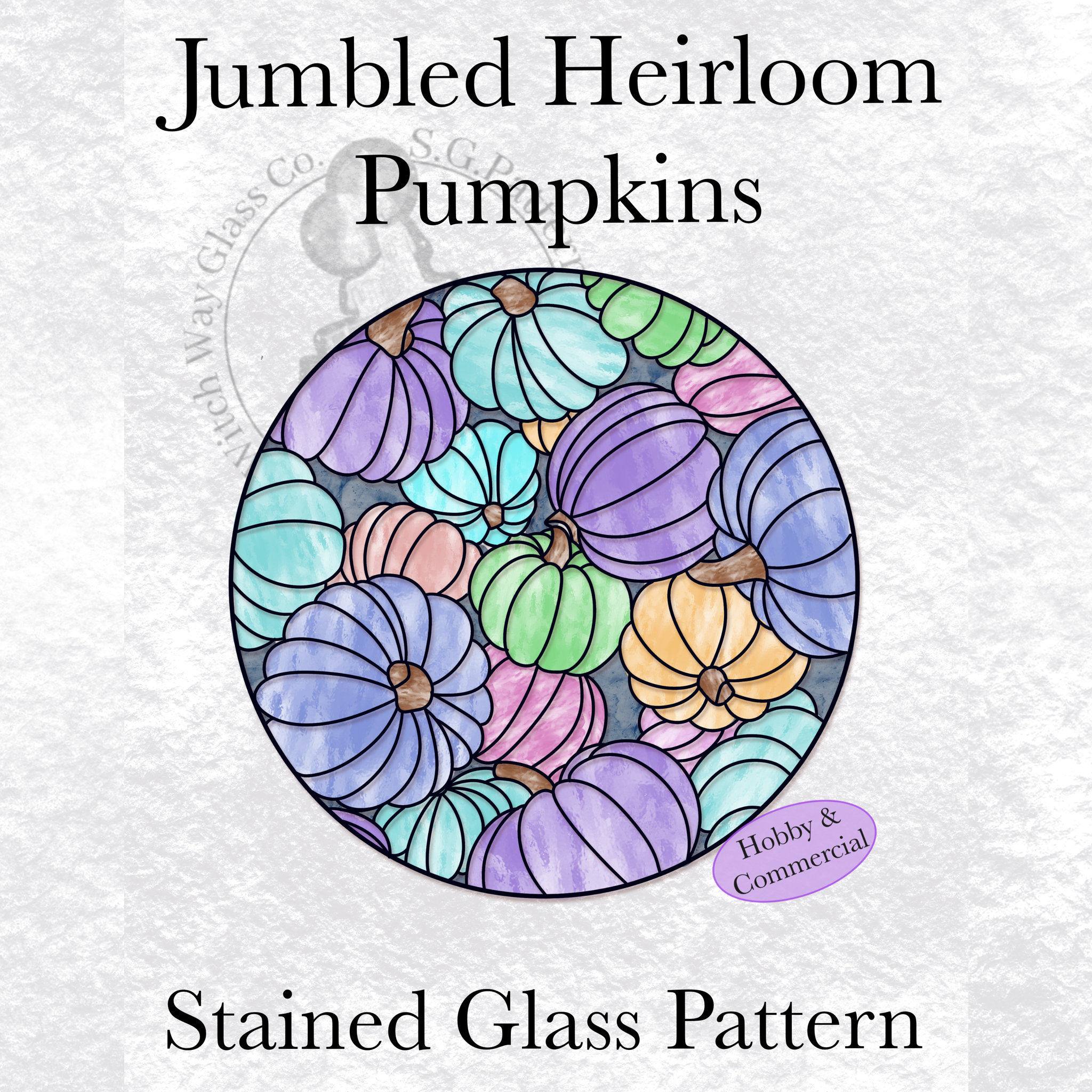 INSTANT DOWNLOAD Jumbled Heirloom Pumpkins Stained Glass Pattern - Image 1