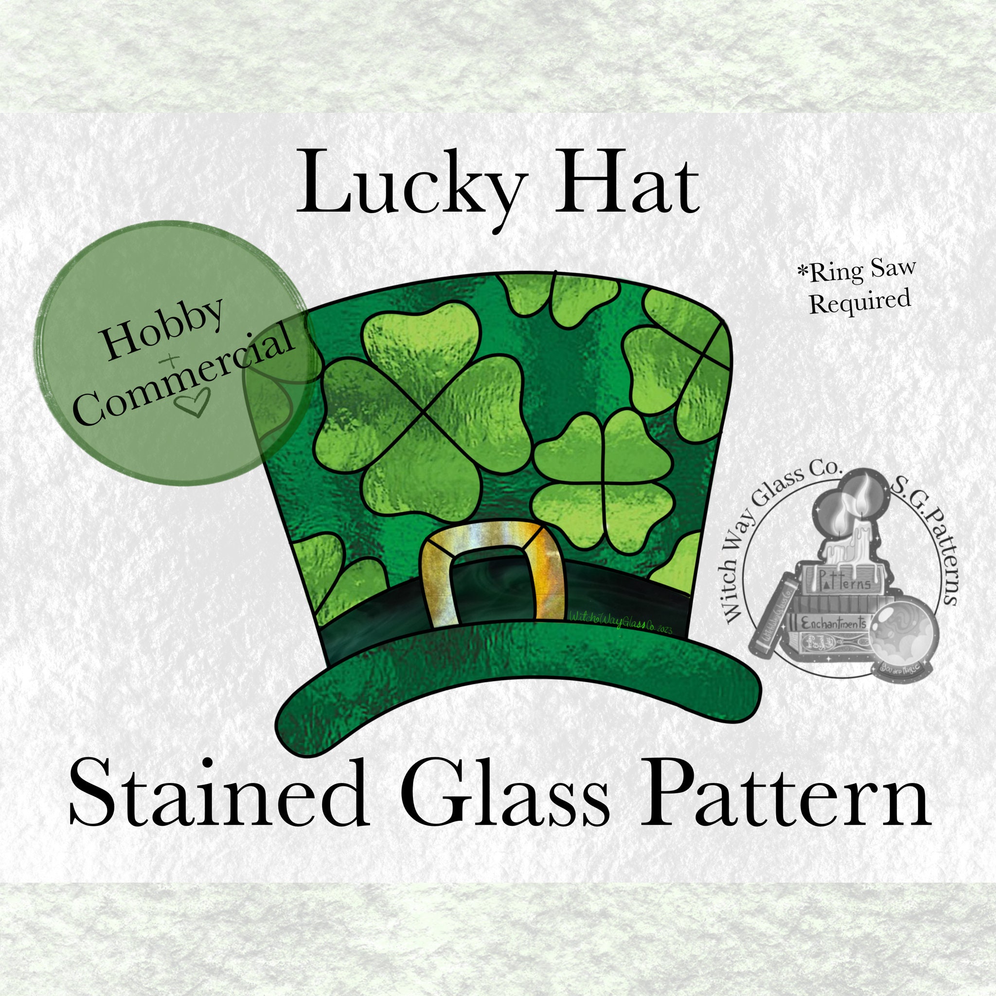 INSTANT DOWNLOAD Lucky Hat Stained Glass Pattern - Image 1