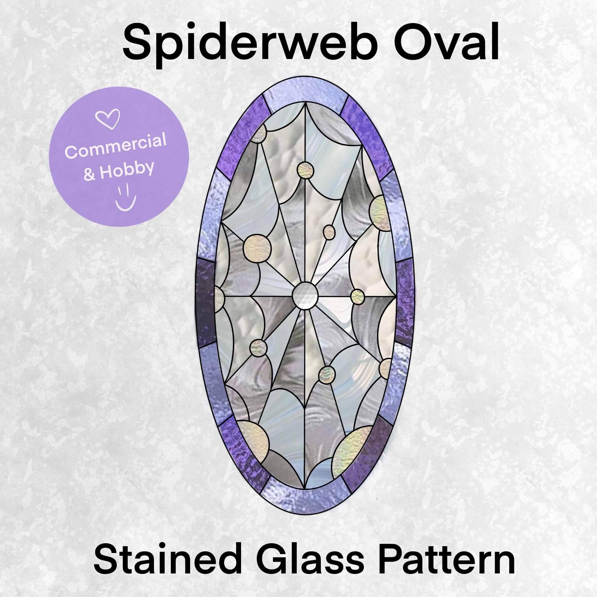 Spiderweb Stained Glass Pattern: Witchy Oval Design (Digital Download) - Image 1