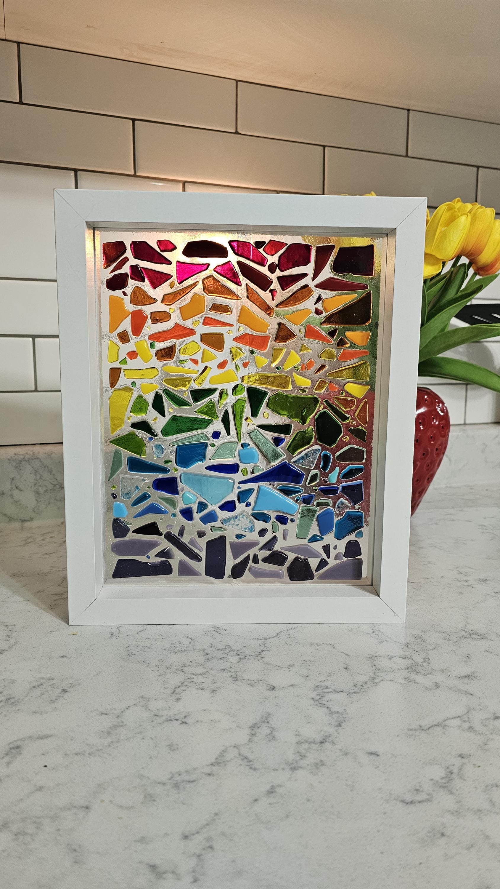 Fused Glass Abstract Wall Art,Rainbow Art,Wall Decor,Glass,Recycled Glass,Glass Home Decor,One-of-a-kind - Thumbnail 3