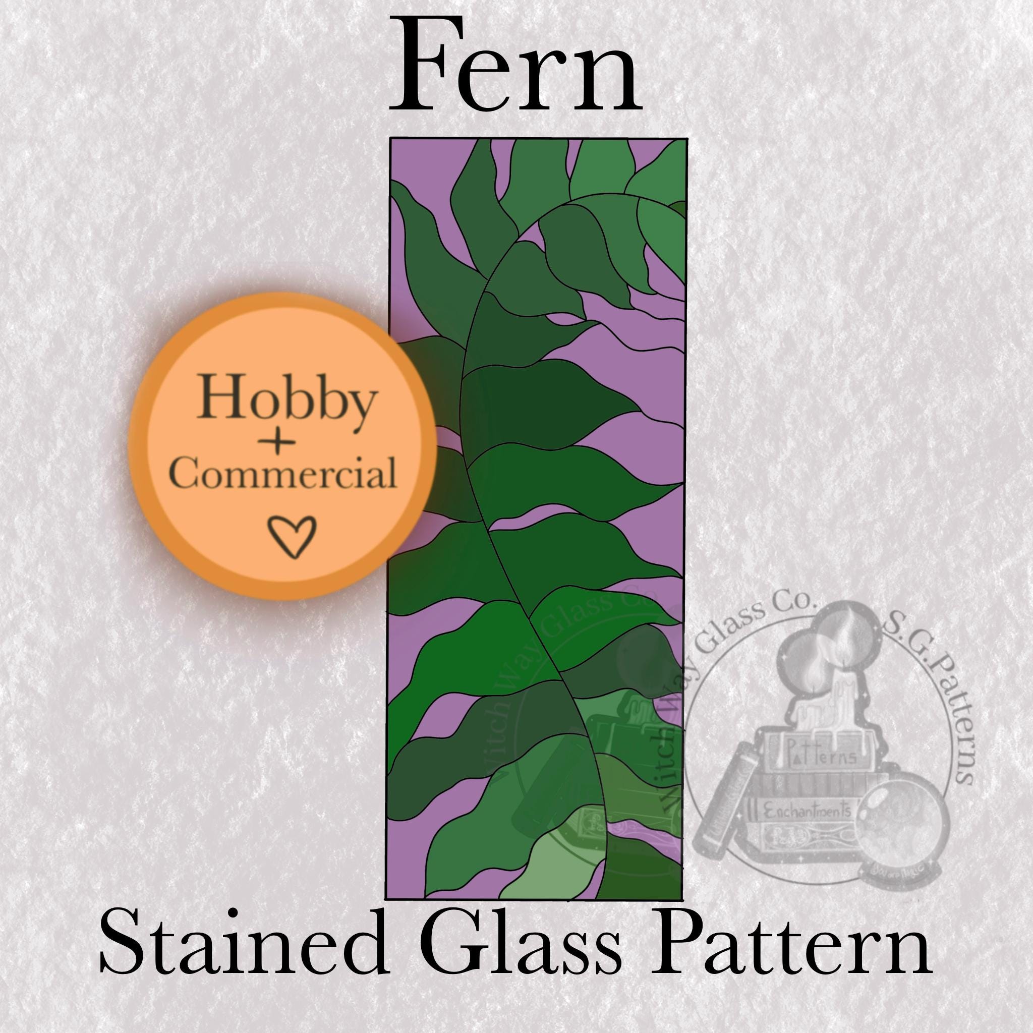 Fern Stained Glass Pattern, Instant Digital Download PDF File, Resizeable