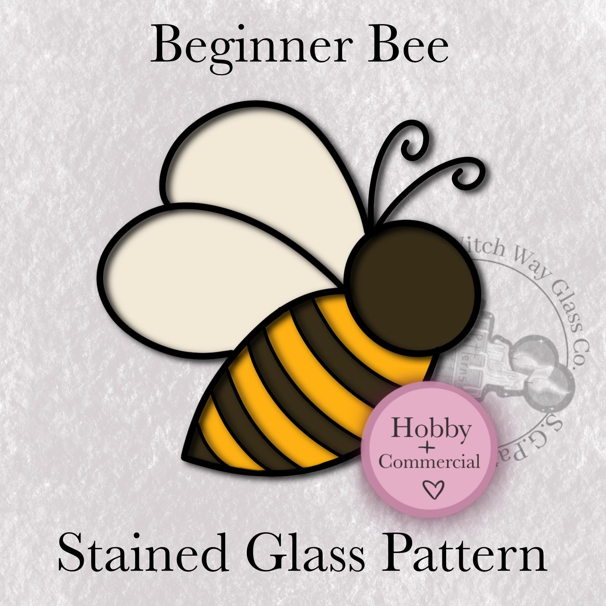 Beginner Bee Stained Glass Pattern Instant Digital Download PDF