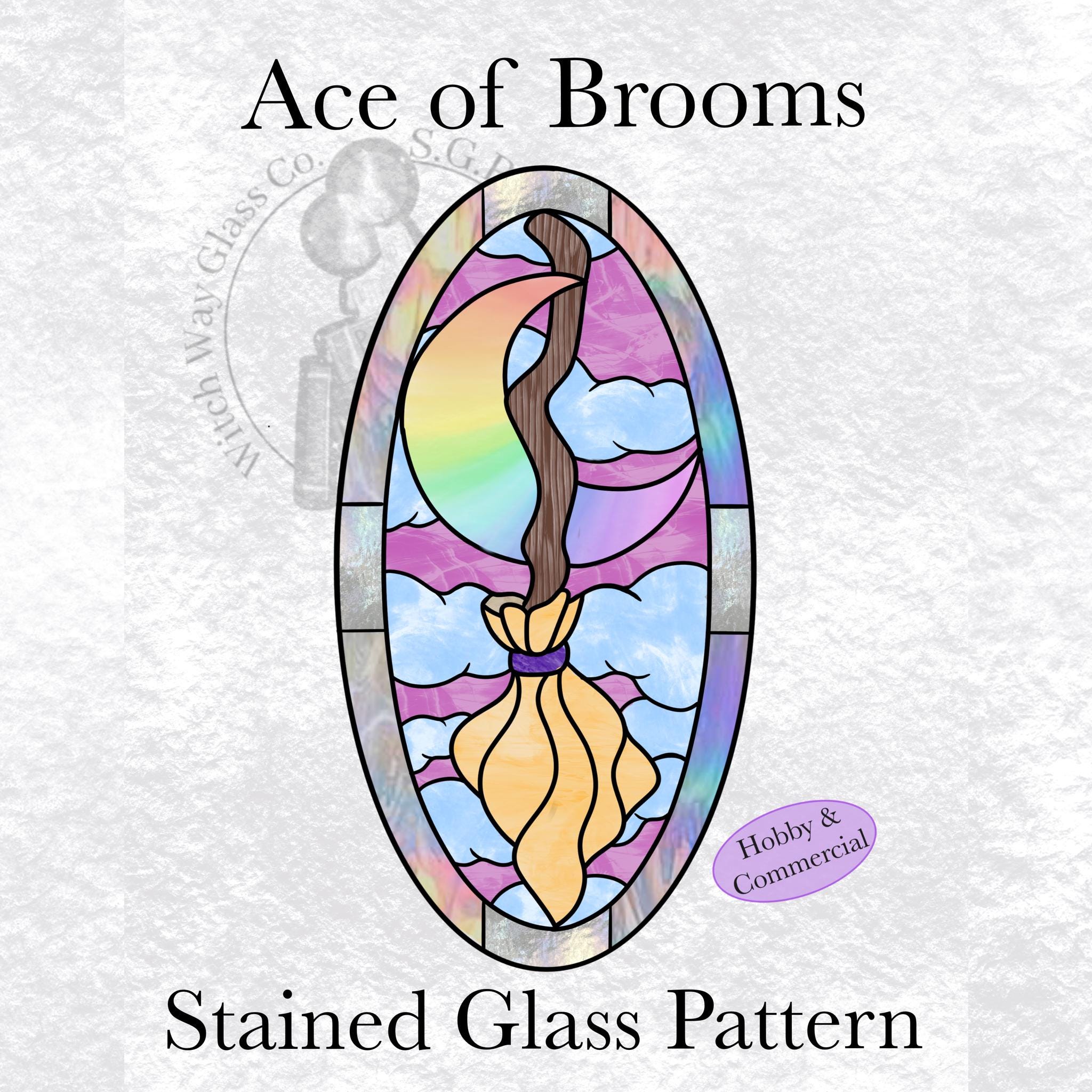 Ace of Brooms Stained Glass Pattern Digital Download Instant PDF