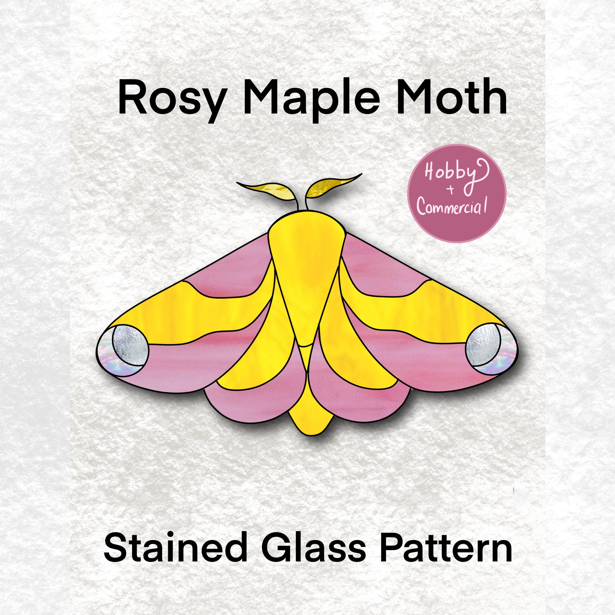 Rosy Maple Moth Stained Glass Pattern: Printable Download - Image 1