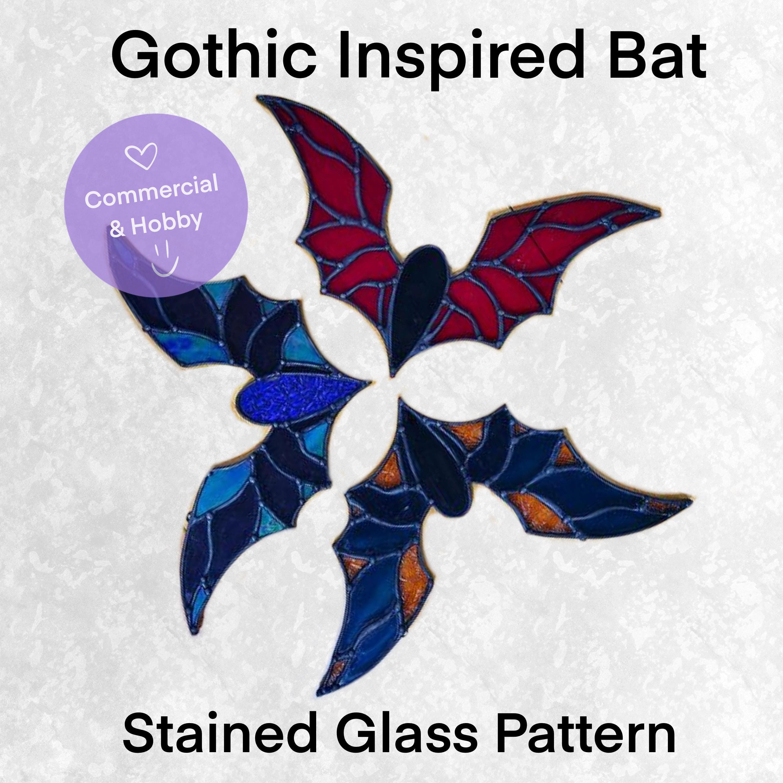 Gothic Bat Stained Glass Pattern Digital Download Instant PDF