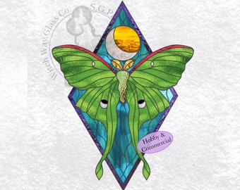 INSTANT DOWNLOAD  LunaMoth Stained Glass Pattern