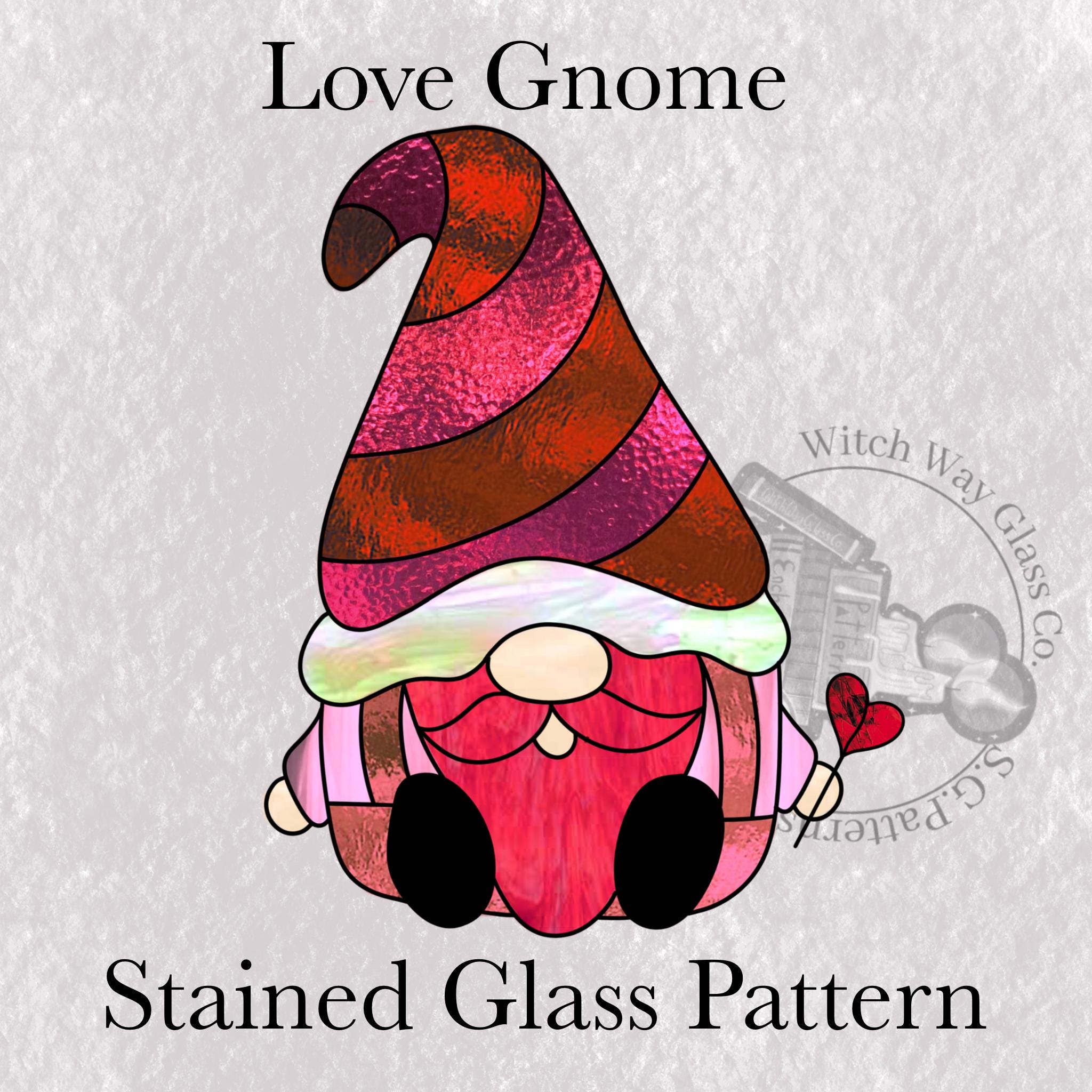 Love Gnome Stained Glass Pattern Digital Download Instant PDF
