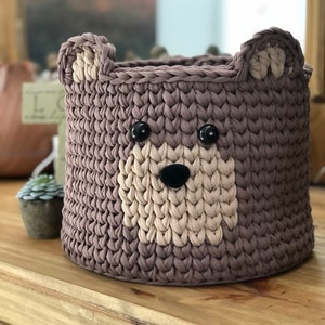 Adorable Large Crocheted Brown Bear Storage Basket | Baby Shower Gift Basket | Toy Storage Basket | Baby Nursery Decor | Woodland Nursery
