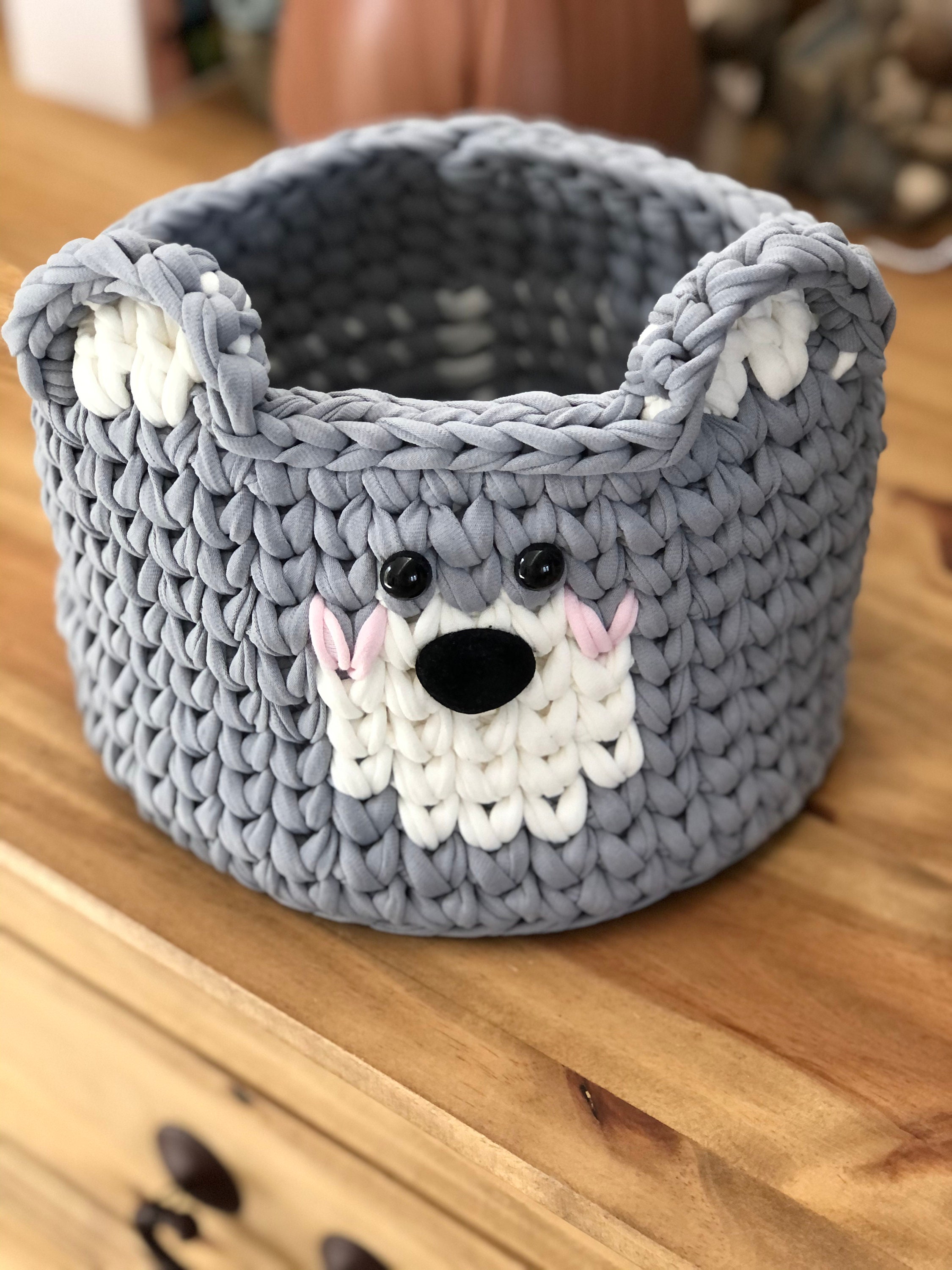 Gray Bear Basket Crocheted Bear Basket Nursery Decor Etsy Italia