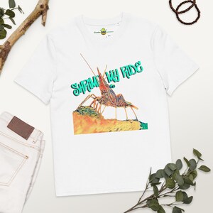 T-shirt Unisex in Cotone Bio Graffiti Gambero Funky - Stampa Pesce Moda Sostenibile Ispirata all’Oceano Miglior T-shirt da Sub