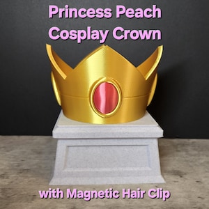 Princess Peach Super Mario Bros Cosplay Crown Replica With Removable Magnetic Hair/Wig Clip