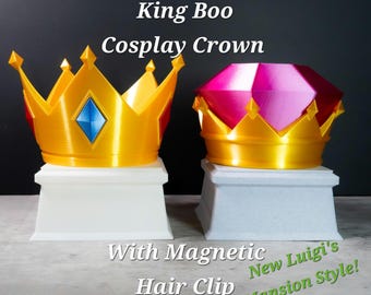 King Boo Super Mario Bros Cosplay Crown Replica  With Removable Magnetic Hair Wig/Clip