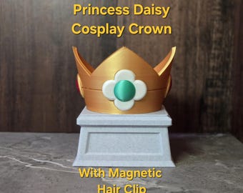 Princess Daisy Super Mario Bros Cosplay Crown Replica With Removable Magnetic Hair/Wig Clip