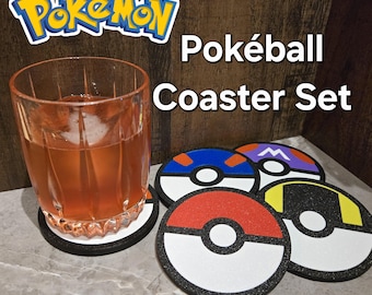 Pokeball Coaster Set, Pokemon 3D Printed Set of 4 or Variety Pack