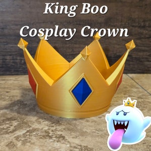 King Boo Super Mario Bros Cosplay Kronen-Replik mit Abnehmbarer Magnetischer Haar/Perücke Clip