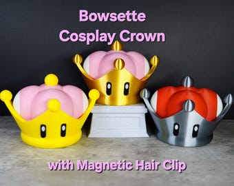 Bowsette Super Mario Bros Cosplay Crown Replica With Removable Magnetic Hair/Wig Clip