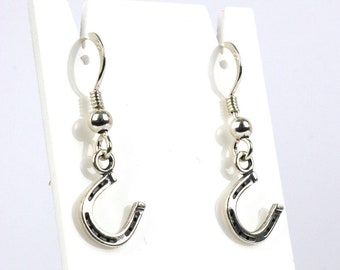 Horseshoe sterling silver ear wire drop earring jewellery