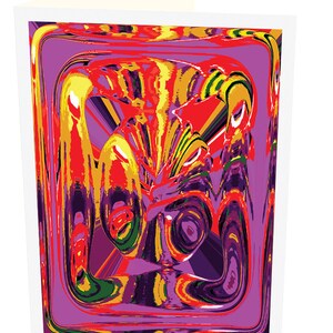 Tarjeta de felicitación abstracta vibrante púrpura, rojo, verde y amarillo de Cloud Publishing