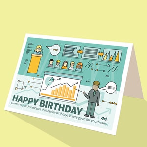Wenskaart Happy Birthday Infographic verjaardagen zijn goed voor je gezondheid van Cloud Publishing