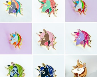 Unicorn Enamel Pins - 9 Unique Designs - birthday gift, kawaii gift, unicorn lapel pin, unicorn hat pins, backpack pins, graduation gift