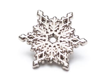 Chrome silver snowflake enamel pin, snowflake enamel pin, lapel pin, winter solstice, snowflake accessory, winter pin, winter gift