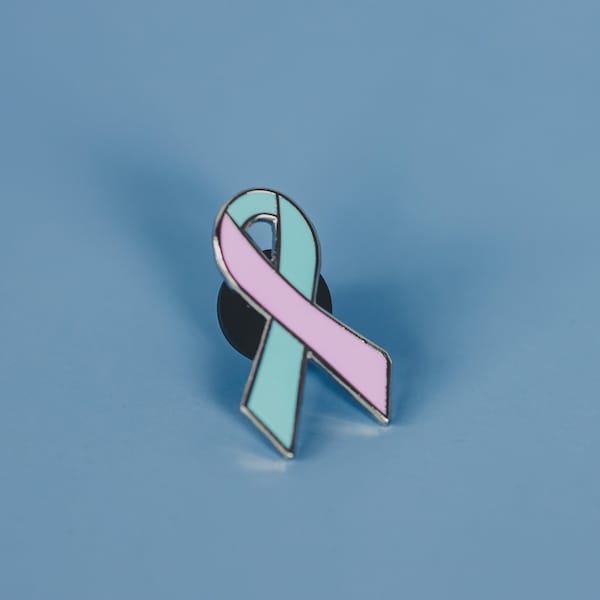 Pink and baby blue awareness ribbon enamel pins - Infertility awareness, miscarriage, stillbirth, infant death, SIDS, fertility, infant loss