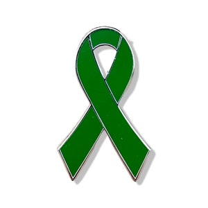 Green ribbon pins - Brain Injury, BiPolar Disorder, depression, mental health, Cerebral Palsy, Gastroparesis, Glaucoma, gallbladder cancer