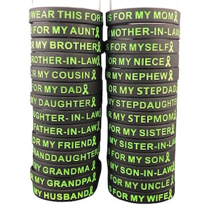 Black & Lime Awareness Wristband: Essential Tremor, Lyme, MD Support