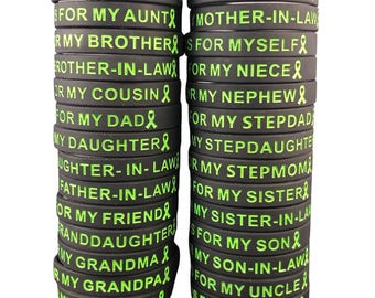 Black & Lime Awareness Wristband: Essential Tremor, Lyme, MD Support