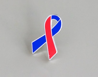 Congenital Heart Defects (CHD) Awareness Pin: Red and Blue Ribbon (Enamel, 1-Inch)