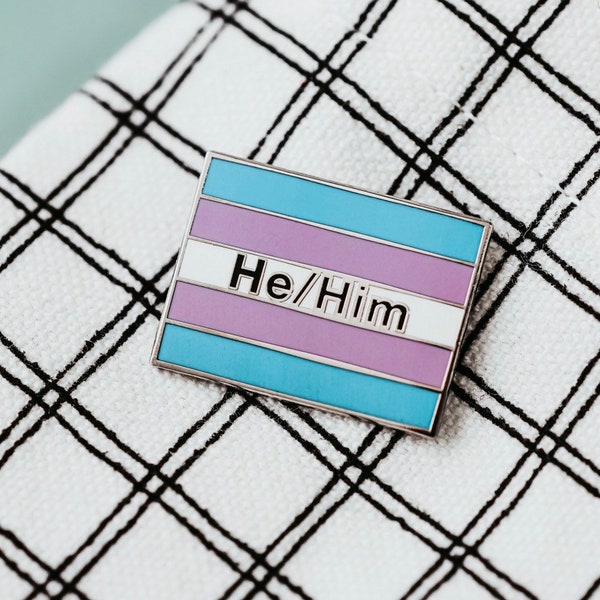 He Him Pronoun Enamel Pin - he him his, he him pronoun pin, Transgender Pride Flag, he him pin, F2M,