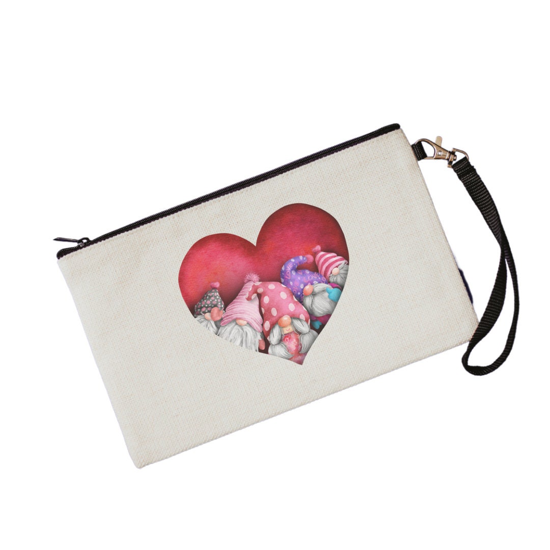 Gnome Love Makeup bag, Accessories Bag, cosmetics bag, pencil bag, toiletries bag, gift for her, Valentines Day, gnome gift