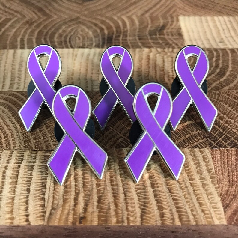 5 pack Lavender awareness ribbon pins All Cancer awareness Etsy