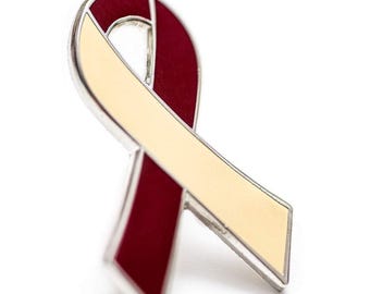 Lapel Pin, Head And Neck Cancer Awareness Ribbon - Hard Enamel, 1 Inch, Chemo Gift, Survivor Support