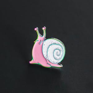 Pink and white rainbow snail enamel pin - 3/4-inch, kawaii snail, kawaii enamel pins
