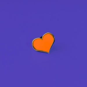 3/4 inch Orange Heart Enamel Pin