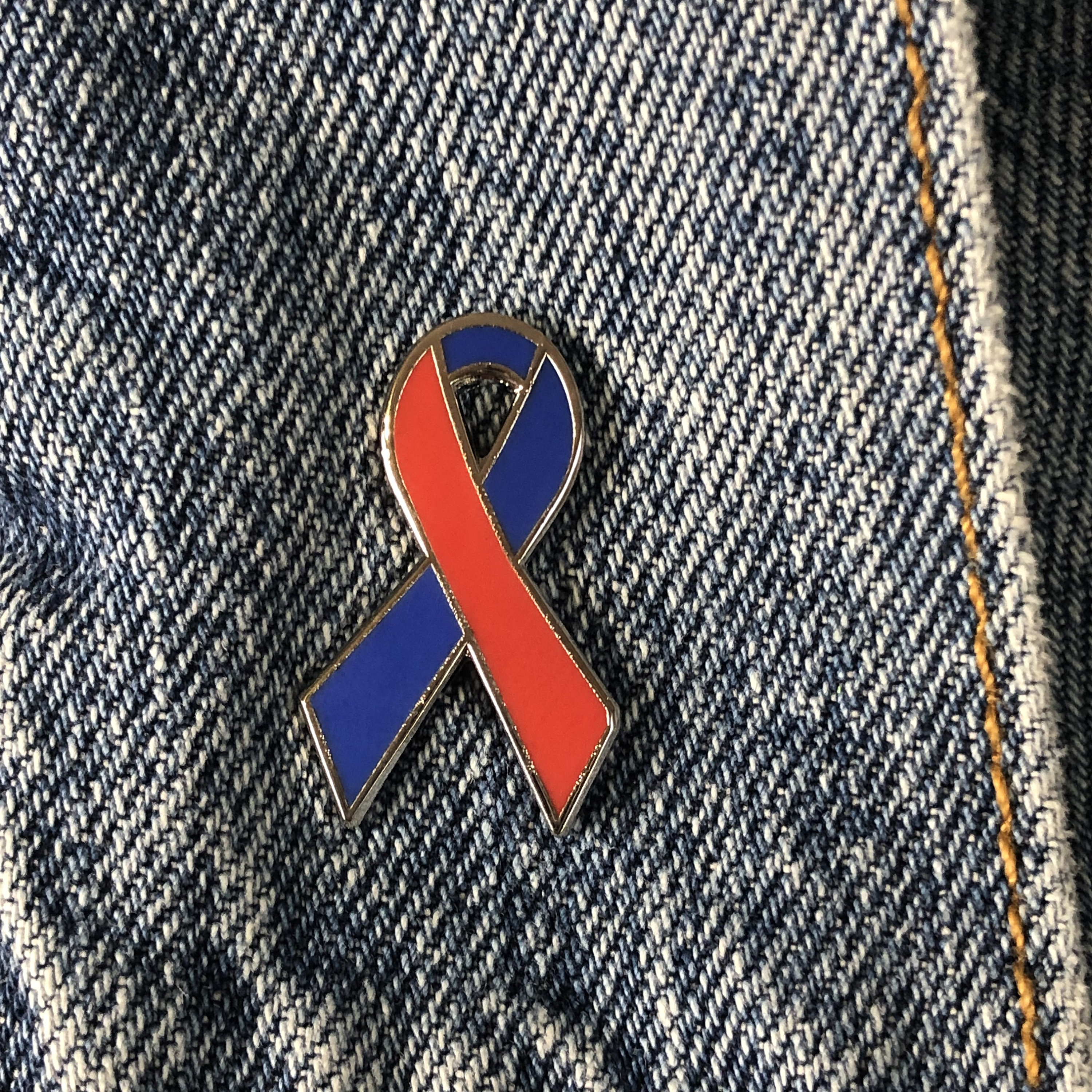 1 Pin - Retail Congenital Heart Defects Awareness Red & Blue Lapel Pin in a Bag