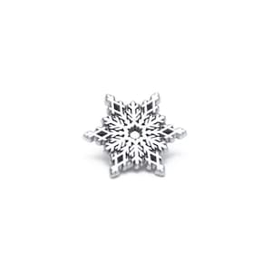 Antique Silver Snowflake Pin – 1 Inch Enamel Lapel Pin | Winter Holiday Jewelry, Stocking Stuffer, Christmas Gift
