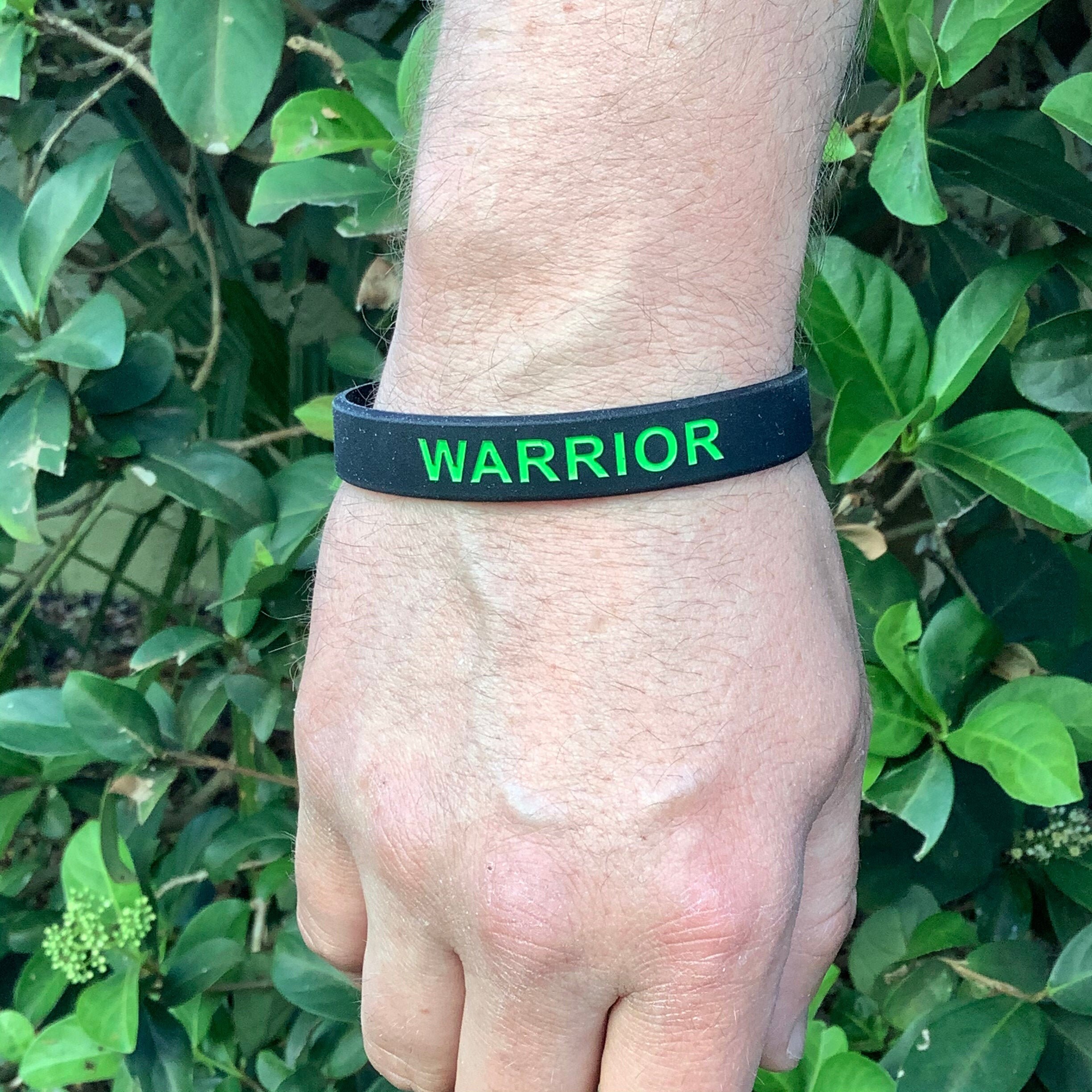 Black & Lime WARRIOR silicone wristband Essential Tremor Etsy