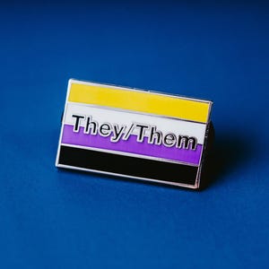 Nonbinary pride They/Them Pronoun Flag Enamel Pin - Genderqueer, Androgyny, Third Gender, Transgender, Two-Spirit, They/Them, Lapel Pins