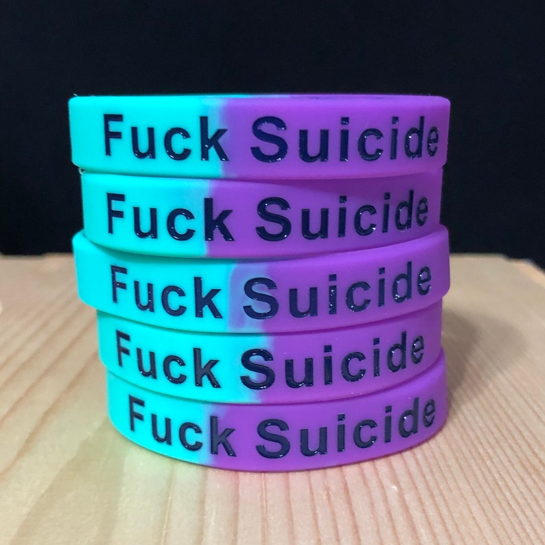 fuck suicide suicide awareness Fuck Suicide color filled silicone wristband bracelet suicide wristband mental health motivation