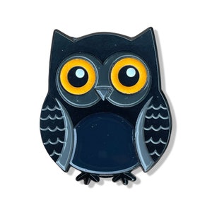 Adorable Owl enamel pin - glow-in-the-dark eyes, soft enamel, Kawaii owl, kawaii gift