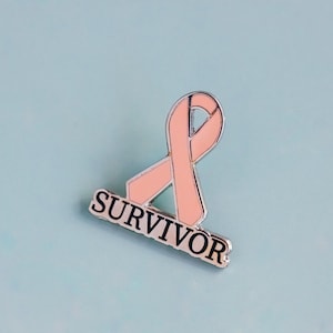 1-inch Peach Survivor Awareness Ribbon Enamel Pin - awareness ribbon pin, uterine cancer, cancer survivor, lapel pin, hat pin