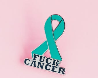 Teal Cancer Awareness Pin - Enamel Ribbon for Support
