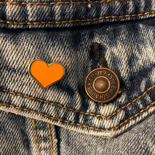 Orange Heart Enamel Pin - 1/2-inch, kawaii pins, infertility, Route 91