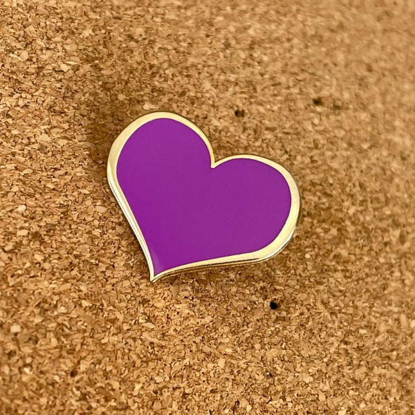 Purple heart enamel pin - 3/4-inch, kawaii pins, lapel pins, enamel pins, heart pins, party favor