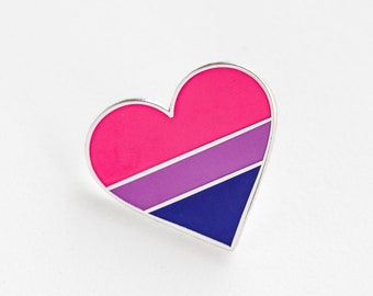 Bisexual Pride Flag heart pin - Enamel pins, Heart Pins - bisexual pins, LGBTQ pride, pride enamel pins